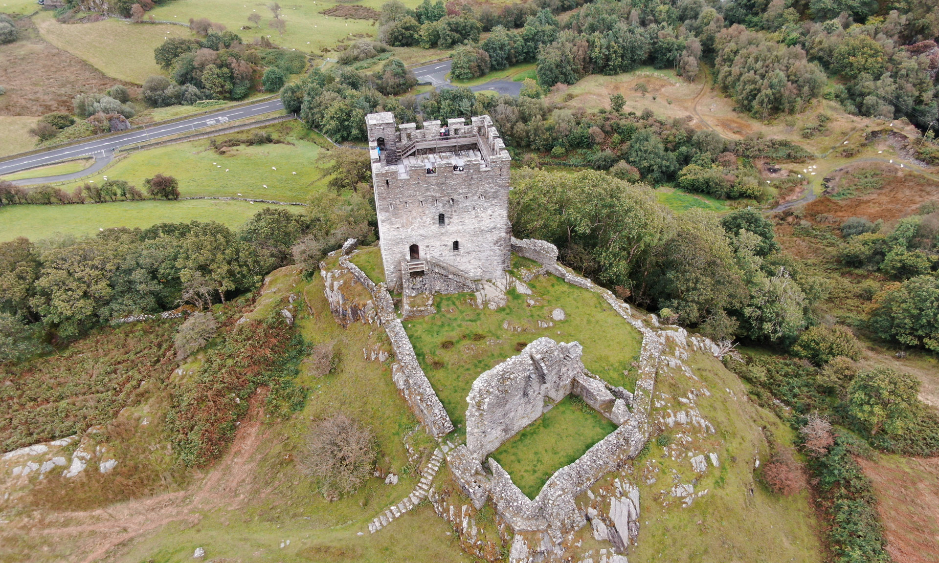 Aerial photo of Dolwyddelan Castle