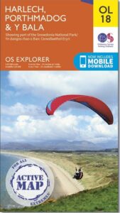 OS Explorer OL18 Harlech, Porthmadog &#038; Bala (Active Map)