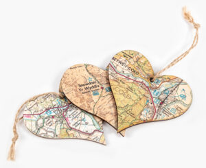 Heart-shaped Wooden Map Decoration